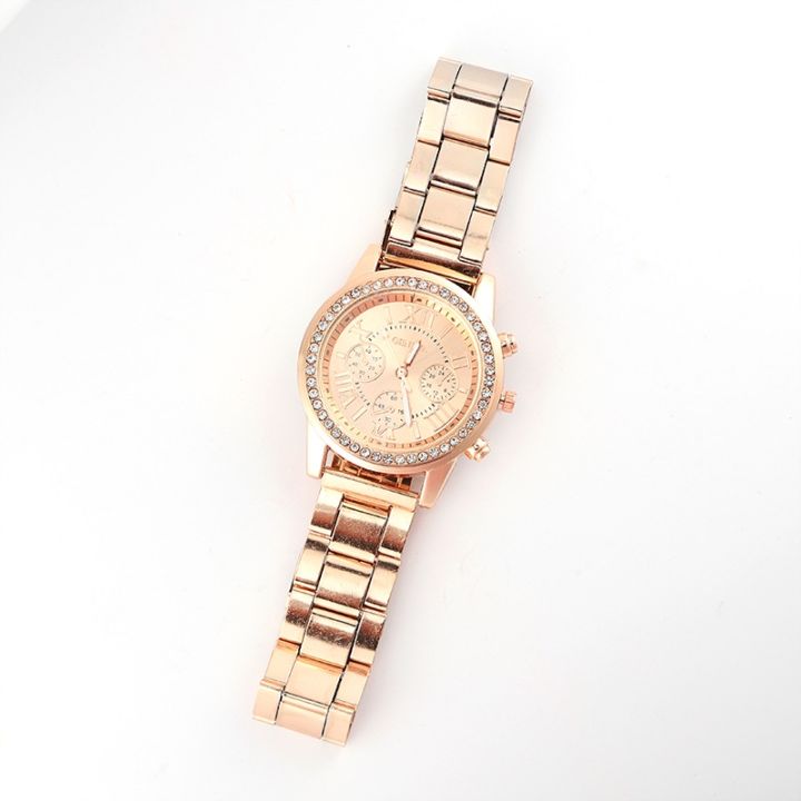5pcs-ตั้งนาฬิกาหรูผู้หญิงแหวนสร้อยคอต่างหู-rhinestone-แฟชั่นนาฬิกาผู้หญิงสบาย-ๆ-ดูสร้อยข้อมือตั้งนาฬิกา