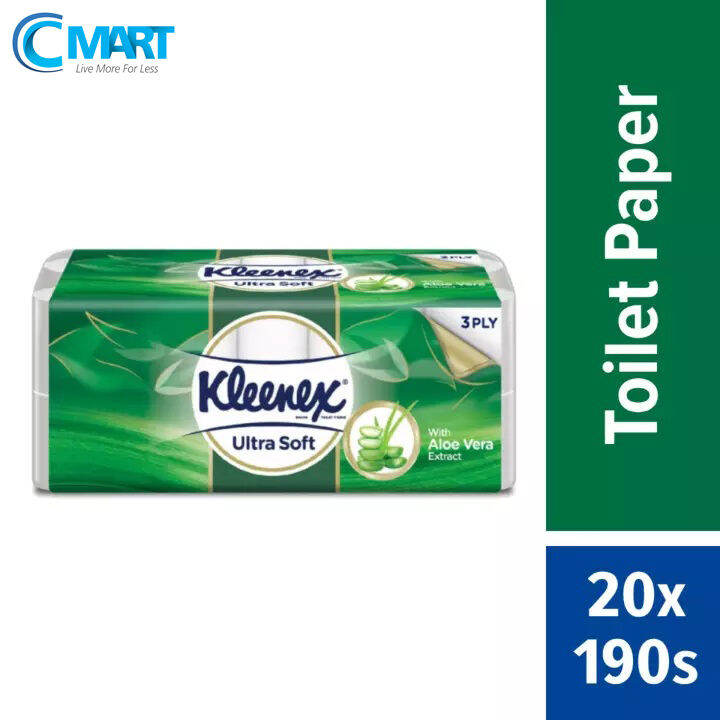 Kleenex Toilet Tissue Ultra Soft Aloe Vera 3 Ply 20 Rolls 190's Lazada