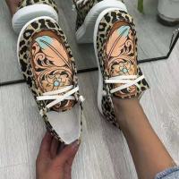 Women Lace Up Flats Shoes New  Spring Autumn Stripe Ethnic Style Sneakers for Women Breathable Female Ladies Shoes Elegant