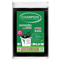 แชมเปี้ยน ถุงขยะ สีดำ ขนาด 24 x 28 นิ้ว 40 ใบCleaning