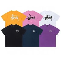 2023 FOR☒❂♚ The European and American popular logo Stussy based printing round collar short sleeve T-shirt stu west men and women lovers loose render unlined upper garment