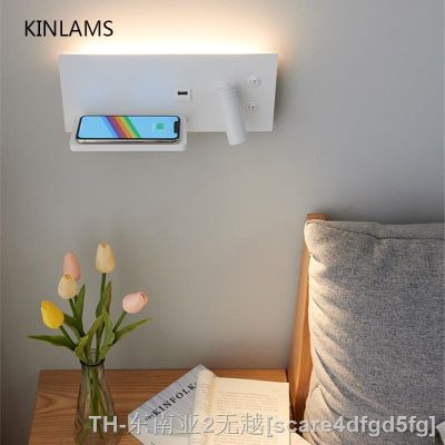 hyfvbujh℡✷☊ USB Charging Wall Lamp Bedroom Bedside Reading Study Room Multi-Function With