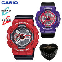 G-Shock Baby-G GA110 BA110 ชายและหญิงคู่กีฬานาฬิกากันน้ำและกันกระแทกเวลาโลกนำหน้าจอแสดงผลคู่ 4 ปีรับประกันสากล BA-110NC-6A GA-110RD-4A