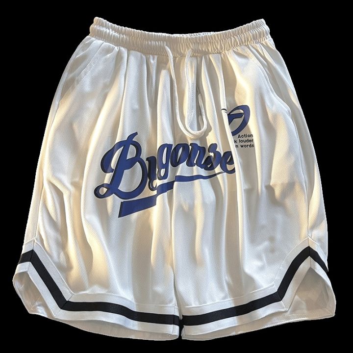 แอลเอเจนนี่-กางเกงห้าจุดทรงหลวมแนวสตรีทสำหรับผู้ชายกางเกงกีฬาผ้าบางสำหรับฤดูร้อนอินเทรนด์กางเกงต่อยมวยอเมริกัน