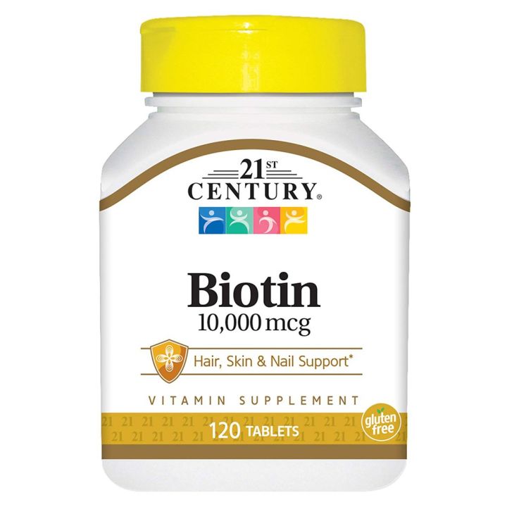 21st-century-biotin-biotin-biotin-10000-mcg-120-tablets-ไบโอติน-120-เม็ด-ผม-ผิวหนัง-และ-เล็บ