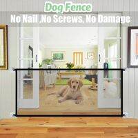 Safe Dog Gate รั้วสุนัขแบบพกพาสำหรับประตูทางเข้าบันไดห้องนอนห้องน้ำพับตาข่าย Animal Enclosure Barrier Dog Accessories