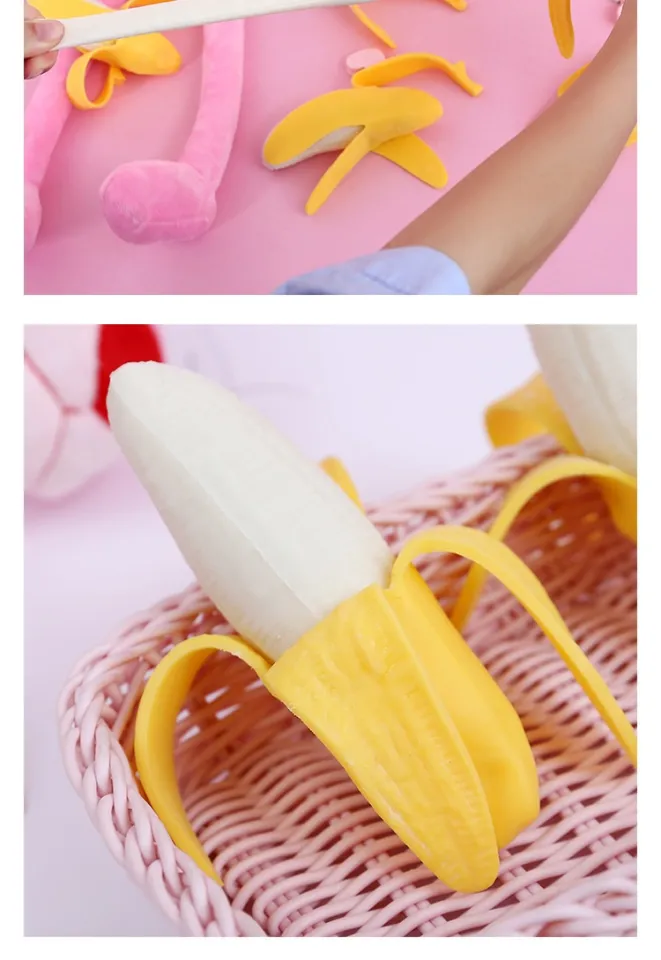 Cuteam Banana Venting Toy,Spoof Peeling Banana Squeezing Children  Simulation Decompression Venting Toy 