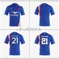 คุณภาพสูงในสต็อก 2021/22 rugby ball served France home clothes man short sleeve T-shirt man blue sport shirt