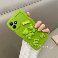 Phone Case เคส Realme C53 C51 NFC สีลูกกวาดน่ารักนิ่มรูปหมีใหญ่ปลอกซิลิโคนปกป้องเลนส์กันกระแทก2023