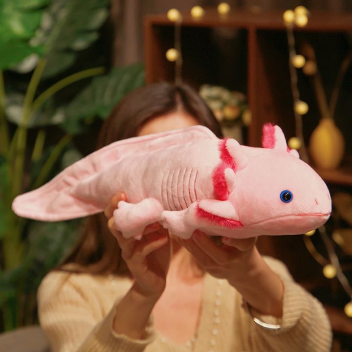 ซาลาแมนเดอร์สุดน่ารักตุ๊กตาของเล่นยัดไส้ใหม่สีสันสดใสปริศนาคำทายรูปปลาซาลาแมนเดอร์45ซม-ของขวัญสำหรับเด็ก