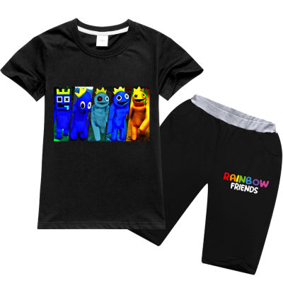ชุดกางเกงขาสั้นเด็กลาย Rainbow Friends สำหรับเด็กหญิงเด็กชาย,ชุดเสื้อผ้าคอตตอนแขนสั้นใส่ได้ทั้งชายและหญิงสำหรับฤดูใบไม้ร่วงและ0000