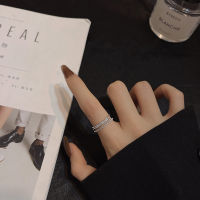 925 Silver Sterling Minimalist Opening Double Layer Ring For Women Luxury Zircon Ring Student Jewelry Party Girls Gift