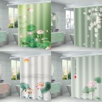 Punch-Free Chinese Anti-Mildew Shower Curtain Waterproof Shower Curtain Partition Toilet Curtain  Curtain Bathroom C