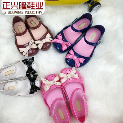 【Ready Stock】NewMelissaˉGirls Sandals Velcro Big Bow Princess Shoes Durable and Non slip Childrens Sandals