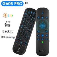 G60S Pro BT 5.0 2.4G รีโมทคอนโทรลแอร์เมาส์ไจโรสโคปเสียงไร้สายคีย์บอร์ดขนาดเล็กภาษารัสเซีย/ภาษาอังกฤษสำหรับกล่อง Android สมาร์ททีวี