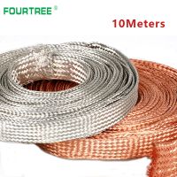 ◐◙ 10Meters Pure Copper Tinned Bare Ground Braid Lead Wire Metal Sheath Screening Signal Wire Cable Shielded 1.5-12mm2 Width 4-20mm