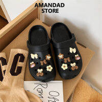 QiaoYiLuo รองเท้าผ้าใบการ์ตูน &amp; DIY Bear Shoe Buckle &amp; Student Flat Slippers &amp; Crocodile Shoes รองเท้าแตะน่ารักสำหรับผู้หญิง