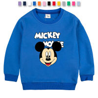 Mickeys เสื้อสเวตเตอร์เด็กแขนยาวเสื้อแขนยาวคอกลมเสื้อคอตตอนพิมพ์ลายการ์ตูนเสื้อผ้าเด็กในฤดูใบไม้ร่วงฤดูใบไม้ผลิสำหรับเด็กหญิงเด็กชายน่ารัก13สี/1-10ปี0000