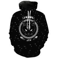 Raisevern Harajuku Punk Hoodie Pentagram Print Black Sweatshirts Gothic Streetwear Pullovers Long Sleeve Hooded Outfits Dropship