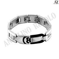 ANGELINO RUFOLO Bracelet ดีไซน์ 8 Infinity Buckle สร้อยข้อมือผู้ชาย Stainless Steel 316L(สแตนเลสสตีล)คุณภาพเยี่ยม สีเงิน-ดำ