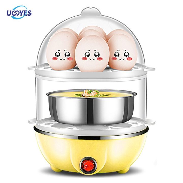 เครื่องนึ่งไข่ต้มไข่เครื่องต้มไข่ไฟฟ้าหลายฟองเครื่องนึ่งไข่สองชั้นเครื่องปั่นอาหารใช้ในห้องครัว