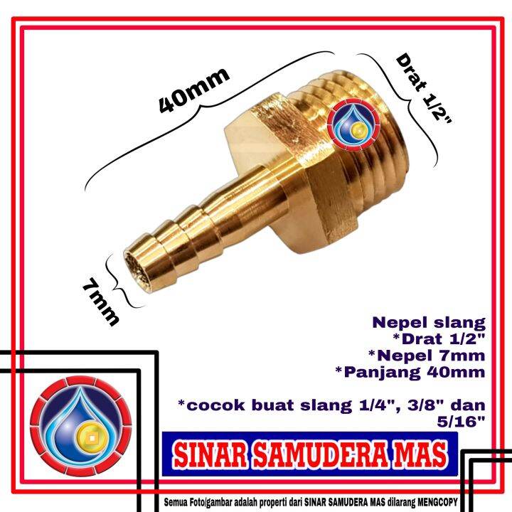 Sambungan Nepel Slang Kecil Mm X Drat Luar Nepel Selang