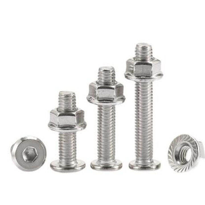 M6 M8 304 Stainless Steel Chamfered Inner Hexagon Flat Head Nut Screw