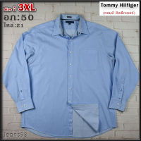 Tommy Hilfiger®แท้ อก 50 ไซส์ 3XL เสื้อเชิ้ตผู้ชาย ทอมมี่ ฮิลฟิกเกอร์ สีฟ้า เสื้อแขนยาว เนื้อผ้าดีสวยๆ