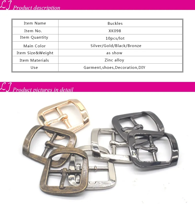 As Picture Gold Silver Bronze Black Square Alloy Metal Shoes Bags