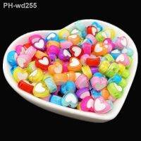 50pcs Heart Shape Acrylic Bead Loose Spacer Beads For Jewelry Making Bracelet DIY