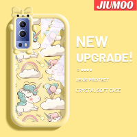 เคส JIUMOO สำหรับ VIVO Y72 5G Y52 5G Y75s 5G เคสลายการ์ตูนม้าสีรุ้งสีสันสดใสเคสนิ่มสำหรับเลนส์กันกระแทกแบบใสเคสมือถือเรียบง่ายฝาครอบป้องกันซิลิโคนความคิดสร้างสรรค์โปร่งใส