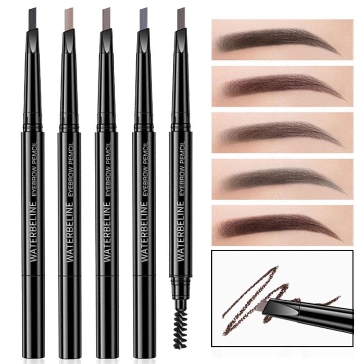 ดินสอเขียนคิ้ว-double-head-super-fine-waterproof-lasting-eyes-black-brown-make-rotatable-up-pen