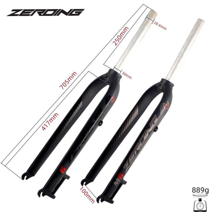 zeroing-mtb-m6ส้อมอะลูมินัมอัลลอยตะเกียบหน้ารถจักรยาน26-27-5-29-ท่อตรงโช๊คจักรยานแข็งฟอร์กจักรยานน้ำหนักเบา