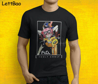 Fooly Cooly Flcl Anime Japanese Men Black Tshirt Xs3Xl Japanese Anime T Shirt Men Fashionable Graphic Print Tshirt Tee