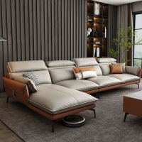 TATA HOME| Racusa Sofa genuine leather sofa โซฟาโรงงาน โซฟาหนังแท้ ห้องนั่งเล่นโซฟาหนังเรียบง่ายทันสมัยในโซฟาอัจฉริยะ - L shape living room Italian customize