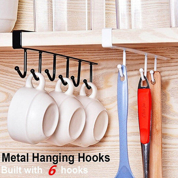 Kitchen Metal Mug Cup Holder Under Shelf Hanger Cupboard Storage Rack 6