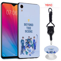 BTS โทรศัพท์เคสสำหรับ VIVO Y91C/VIVO 1820ซิลิคอนนุ่มกรณีที่มีรูปแบบเดียวกันแหวนและเชือก