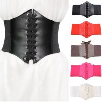 【CW】 Corset Wide Pu Leather Waistband Elastic Waist Stretch Girdle Cinto Sobretudo Fajas