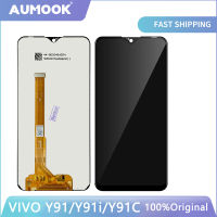 AUMOOK ชิ้นส่วนจอสัมผัสแอลซีดีของเครื่องแปลงดิจิทัล Y91c สำหรับ Vivo Y91i Y91ของแท้สำหรับ Y91 Y91i Y91c VIVO พร้อมกรอบ