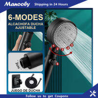 Manooby ฝักบัวประหยัดน้ำ6โหมดหัวฝักบัวแรงดันสูง Turbo ปรับ One-Key Stop Water Massage Eco Shower อุปกรณ์ห้องน้ำ