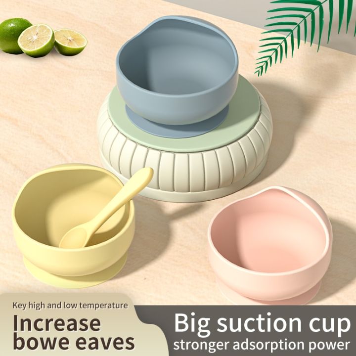 2pcs-set-silicone-baby-feeding-bowl-tableware-for-kids-waterproof-suction-bowl-with-spoon-children-dishes-kitchenware-baby-stuff