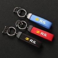 ☊⊙ Suede Keychain Sport Key Ring Custom Gift With Logo For Renault RS Line Clio Megane Scenic laguna Logan key ring Car Accessorie