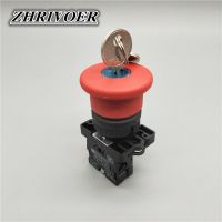 22mm XB2-ES142C 40mm Mushroom Head Emergency Stop Push Button Switch with Key 10A/600V