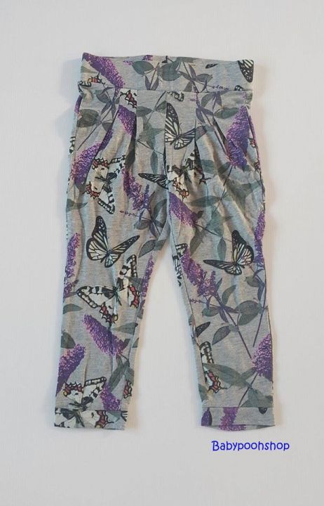 GapKids : กางเกงขายาว ผ้ายืด cotton นิ่ม สีดำลายดอกไม้ *** 220 ฿ size : 4-12y