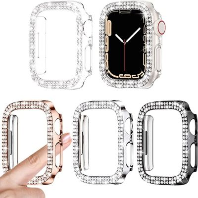 Cover for Apple Watch Case series 8 7 45mm 41mm/42mm/38mm PC Bumper Diamond Screen Protector for iwatch 6 5 4 3 Se 40mm/44mm Cases Cases