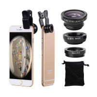 3in1 Fisheye ศัพท์เลนส์0.67X มุมกว้างซูมปลาตาเลนส์มาโครชุดกล้องที่มีคลิปเลนส์บนศัพท์สำหรับมาร์ทโฟน