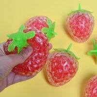 （A Decent） 1Pcs Strawspongy Strawberry Bead Stress BallStress ReliefParent Child Interactive