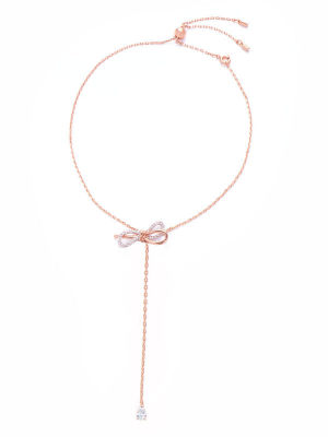 Fashion necklace สร้อยคอเงินแท้925 (พร้อมกล่อง)  สร้อยคอรูปโบว์ สร้อยคอจี้รูปโบว์น่ารักๆประดับเพชร