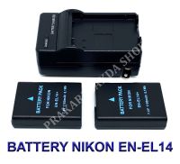 (Saving Set 2+1) EN-EL14  EN-EL14a  ENEL14  ENEL14a แบตเตอรี่และแท่นชาร์จกล้องนิคอน Battery and Charger For Nikon D3100,D3200,D3300,D3400,D3500,D5100,D5200,D5300,D5500,D5600,Df DSLR,P7000,P7700,P7800 BY PRAKARDSAKDA SHOP