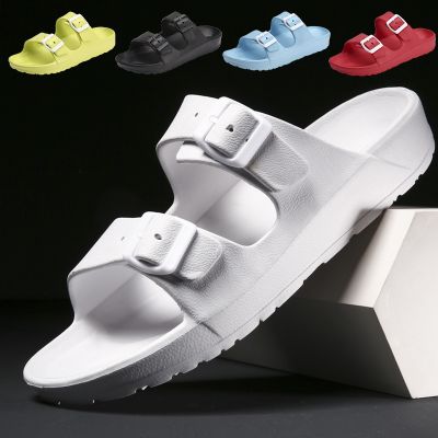 【CC】❍◈  Fashion Buckle Thick Platform Slippers Soft Sole Slides Sandals Woman 2023 Non Beach Flip Flops